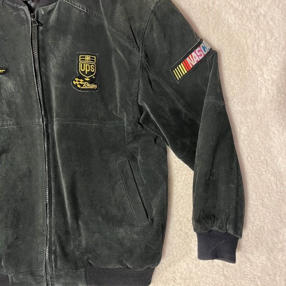Jeff Hamilton Pro Sport Suede Jacket NASCAR Ups Men’s XL Black Dale Jarrett - Picture 4 of 16